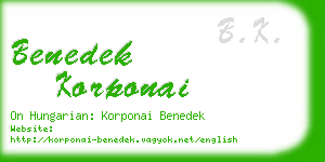 benedek korponai business card